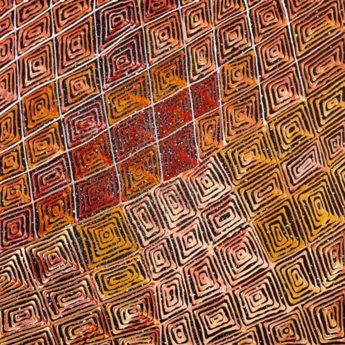 ochre tones water dreaming small painting geometric design