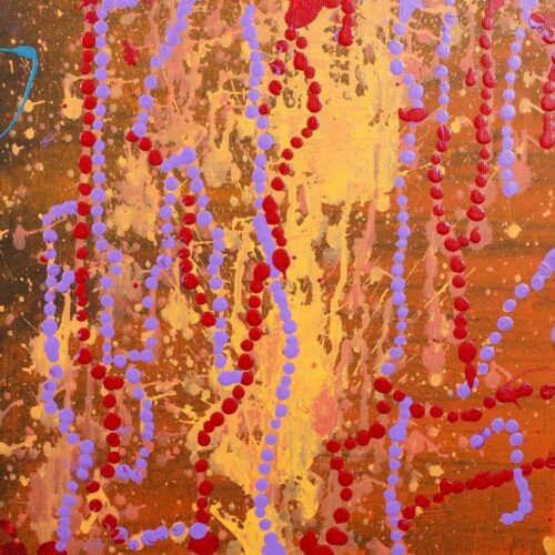 Abstract dot painting red, orange, purple colour